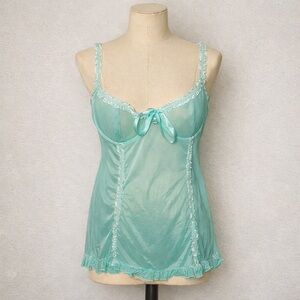 Coquette  mermaid blue sheer chemise L